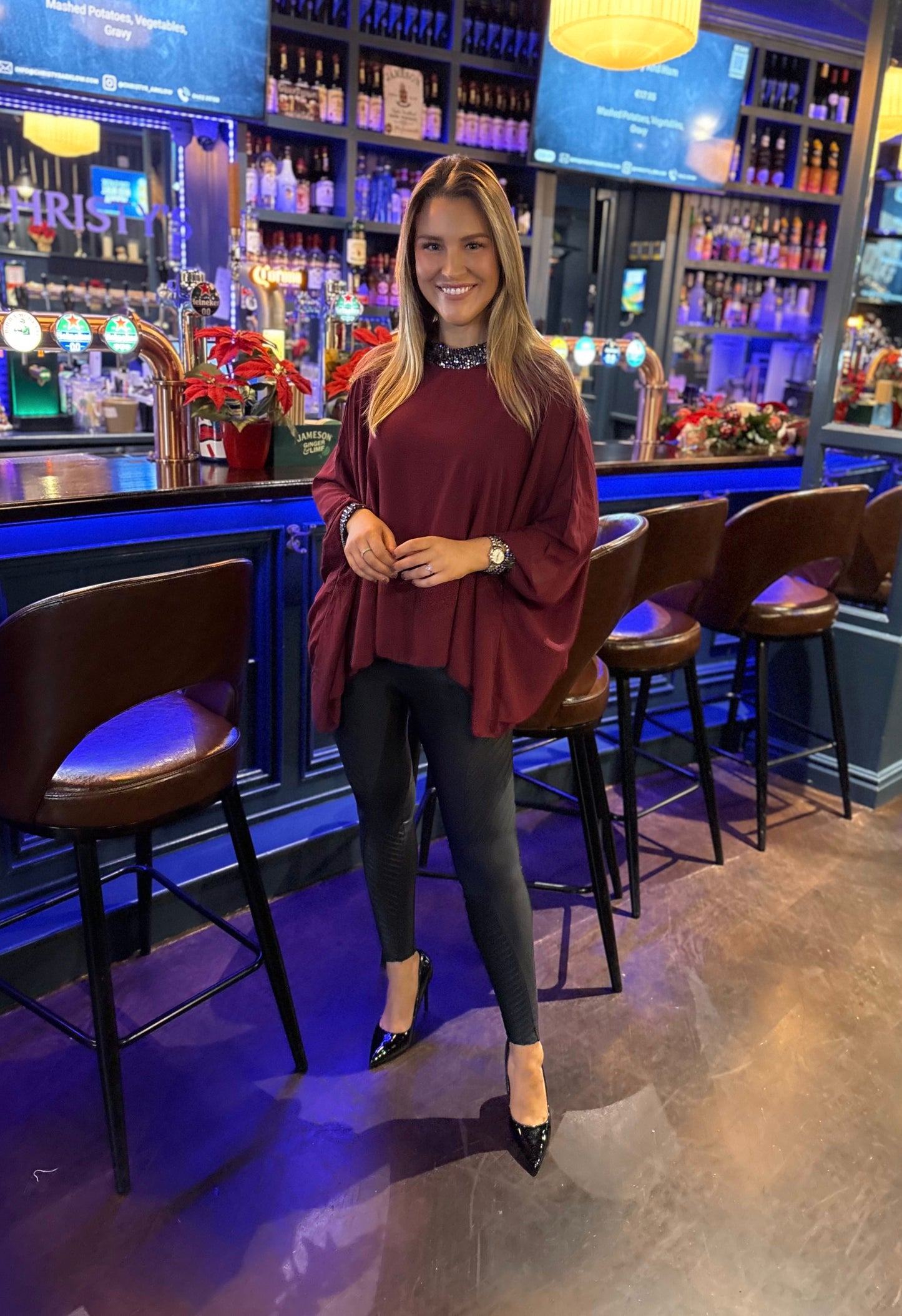 Lexi Sparkle Top Burgundy