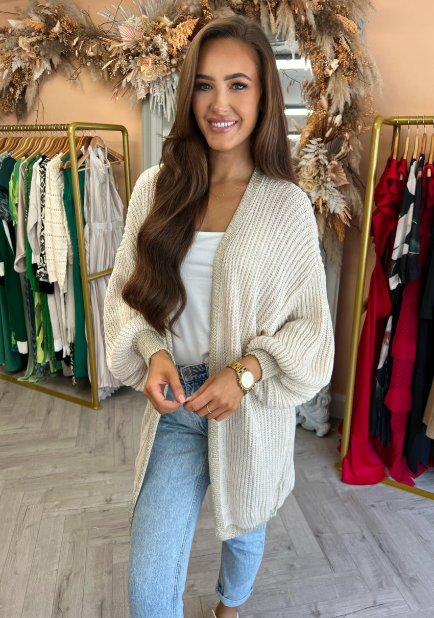 Faye Beige and Gold Cardigan