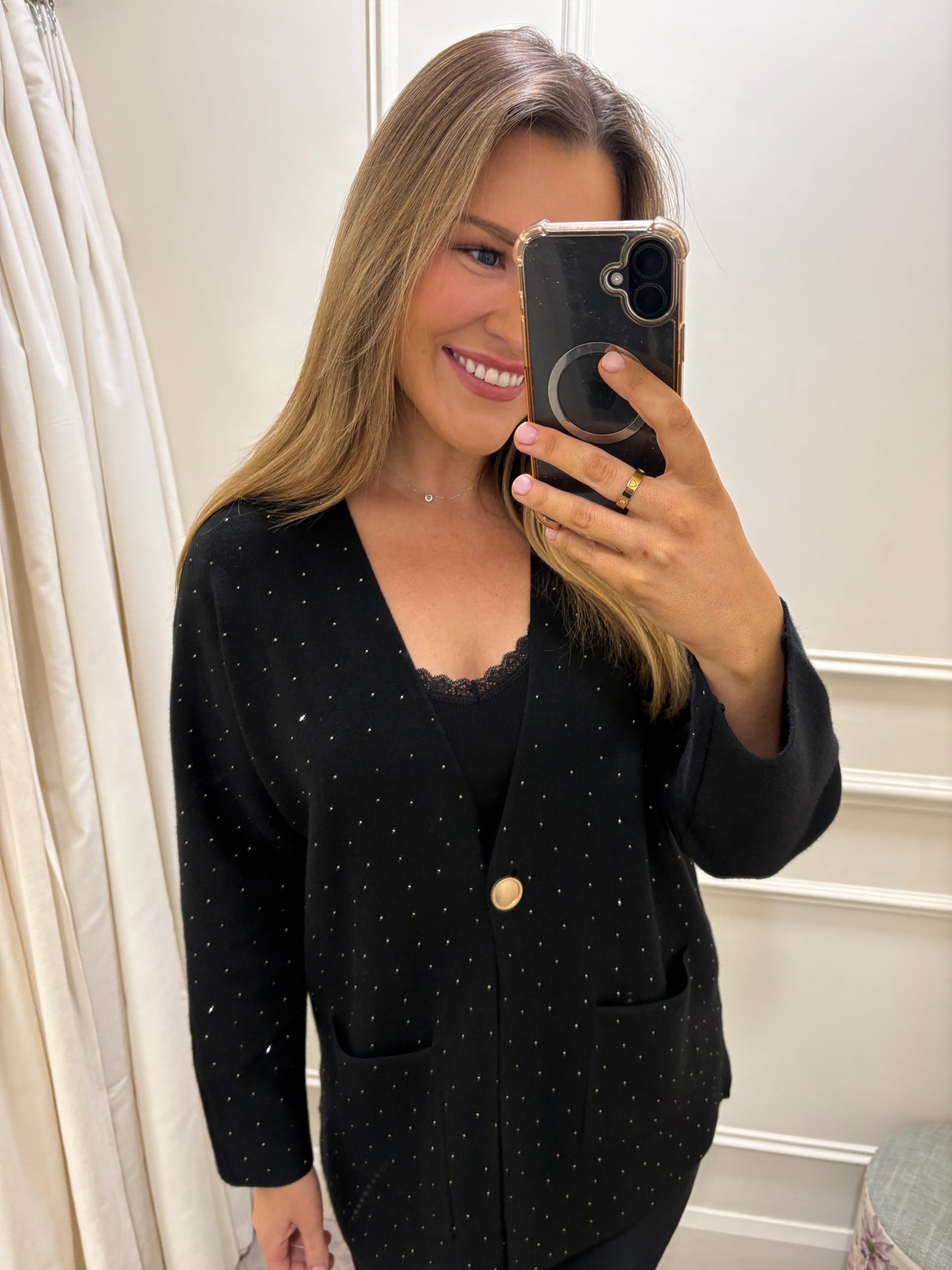 Rena Sparkle Knit Cardi Black