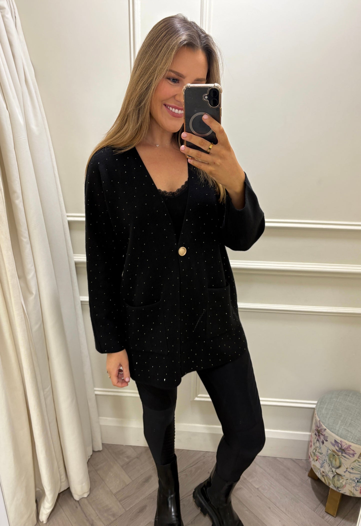 Rena Sparkle Knit Cardi Black