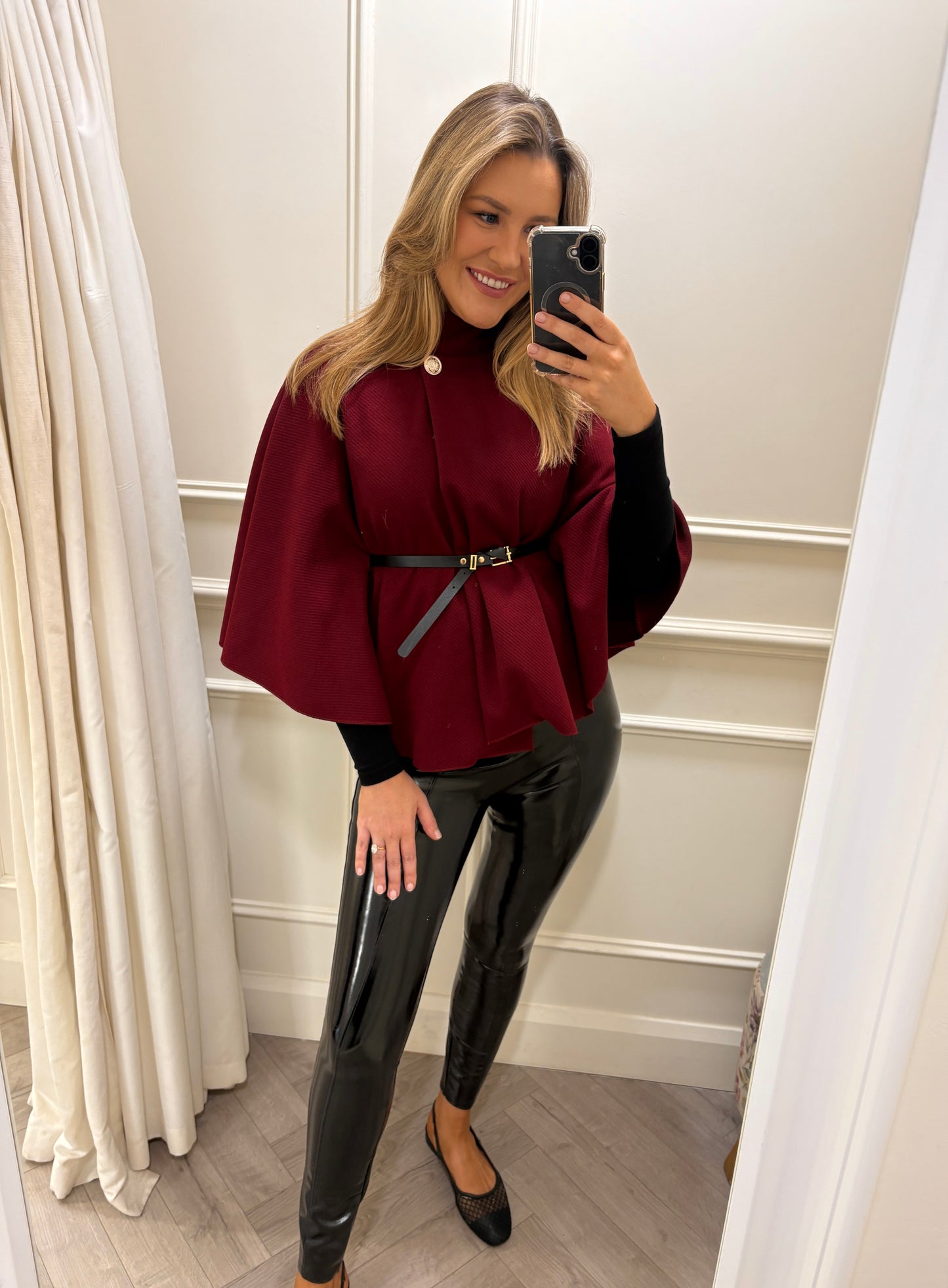 Iris Cape Coat Burgundy