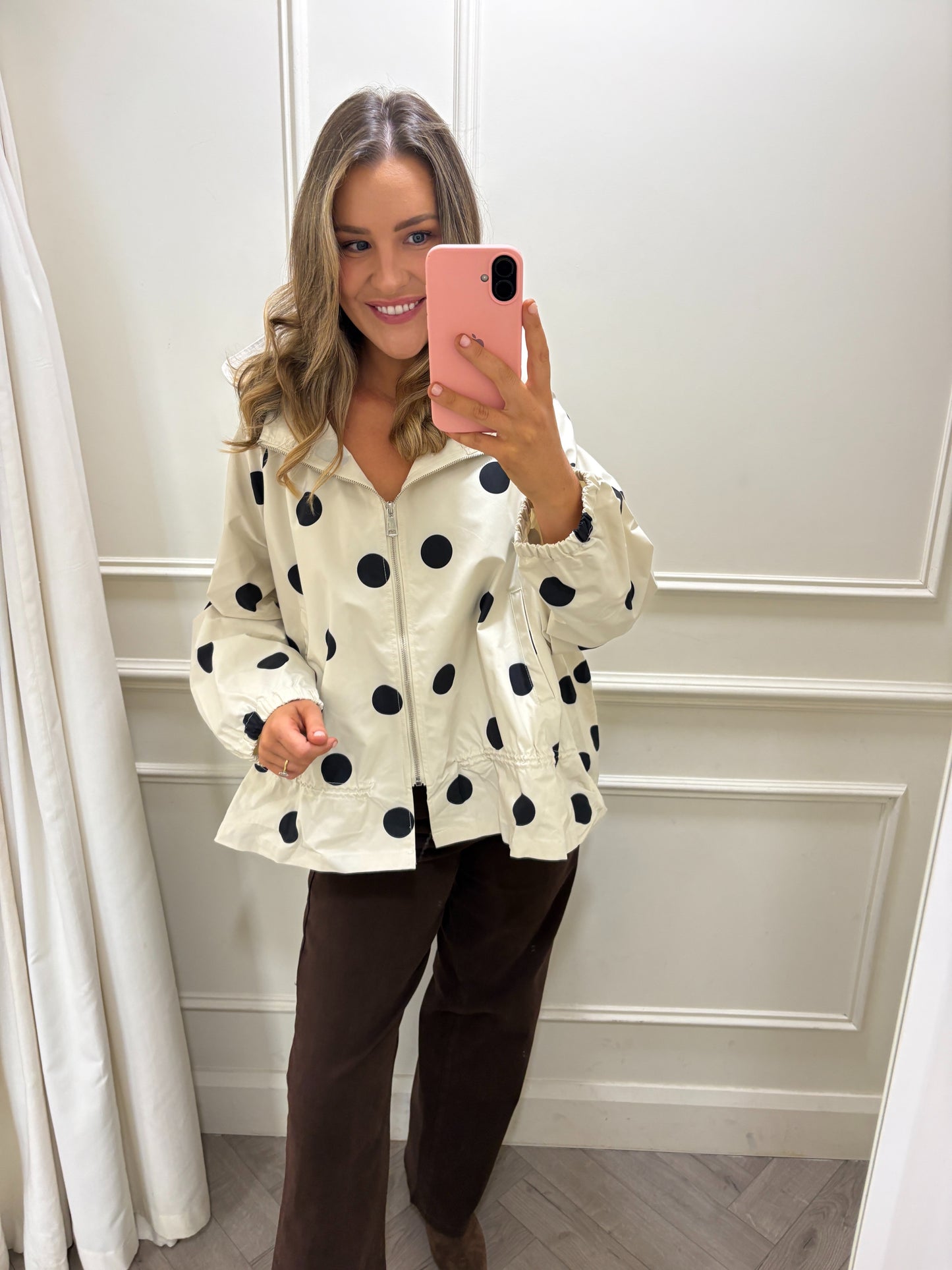 Lexi Polkadot Raincoat White