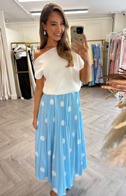 Connie Polka Dot Skirt Blue
