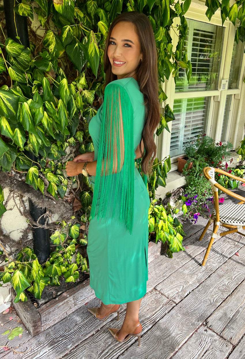 Freya Fringed Green Dress