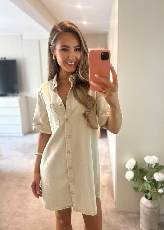Laurel Denim Dress Beige