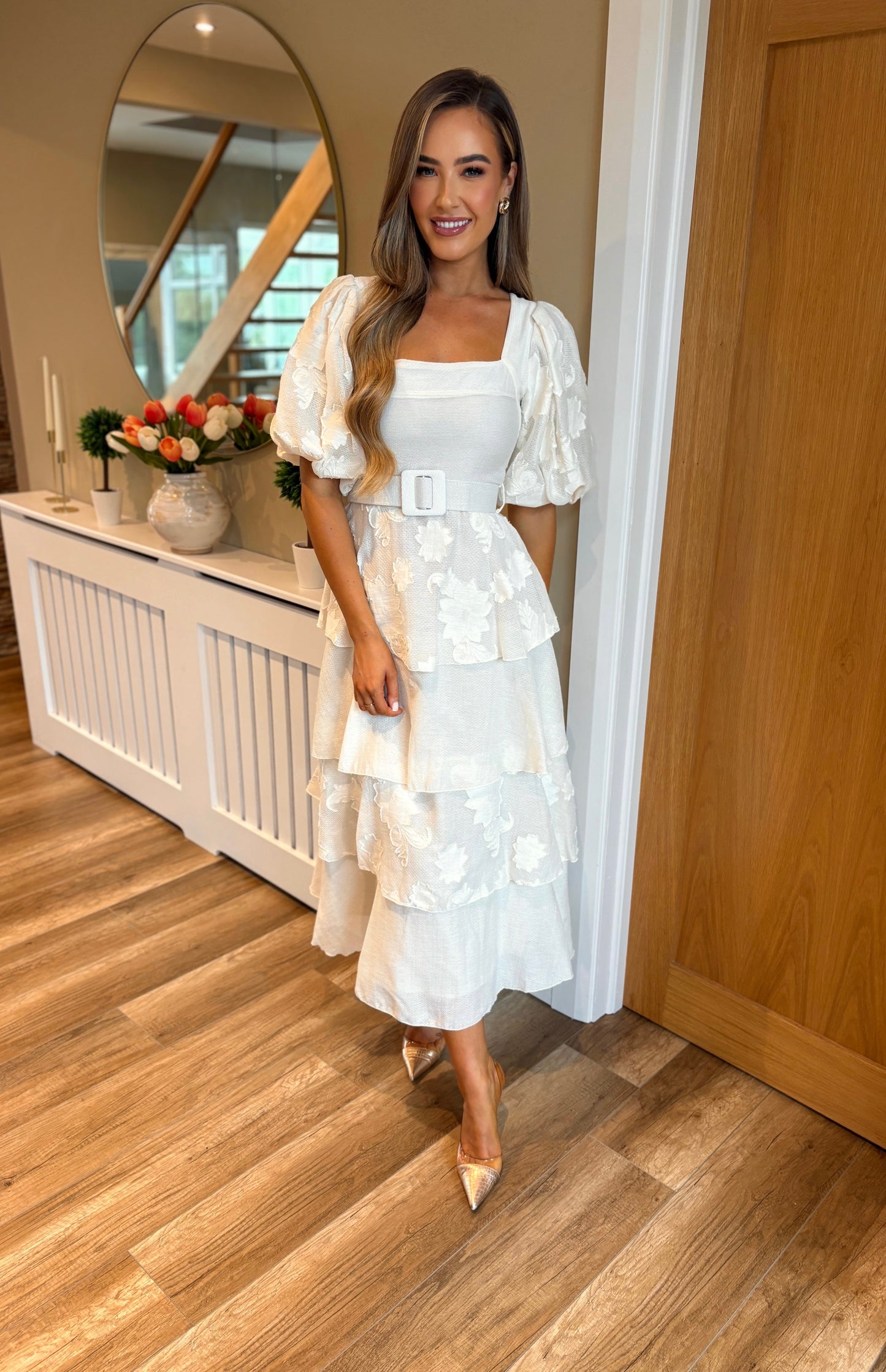 Cyrus Tiered Dress Beige