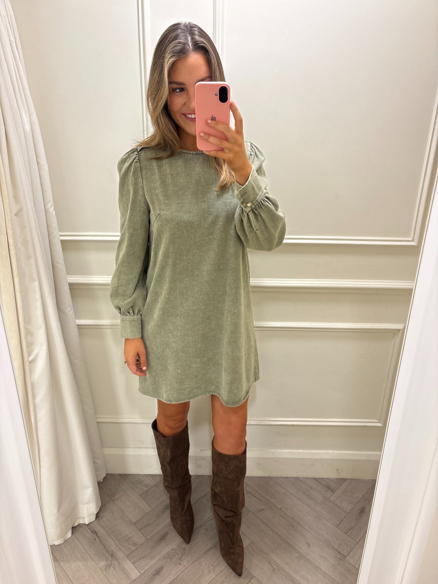 Nala Denim Dress Khaki