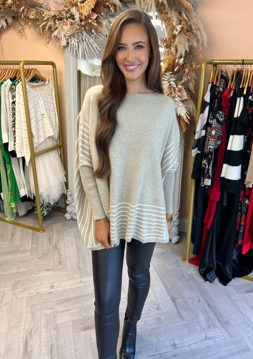 Pearl Stripe Knit Taupe