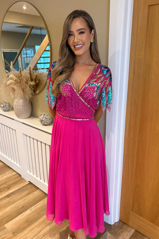 Alexis Embellished Dress Pink