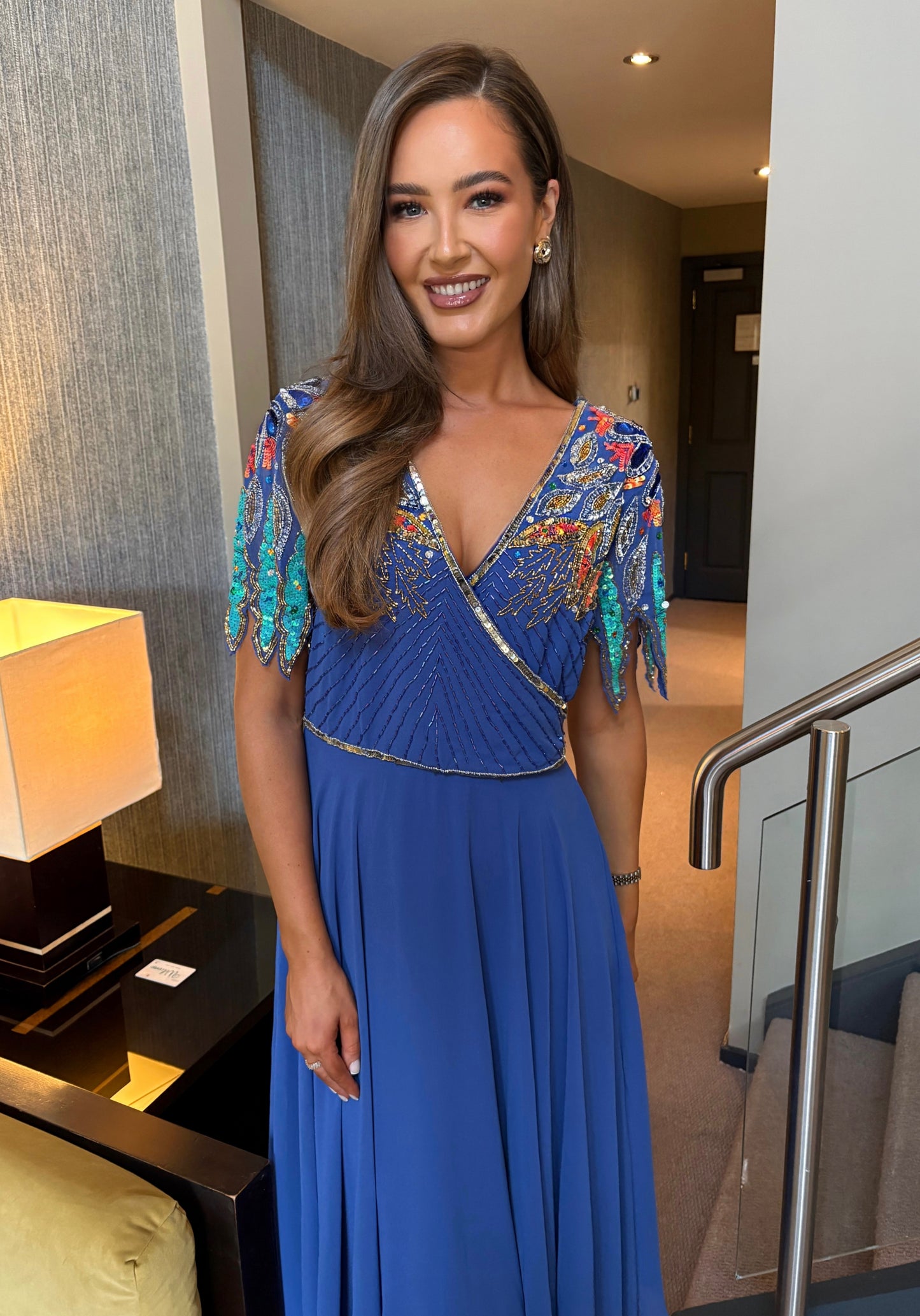 Alexis Emebllished Dress Royal Blue