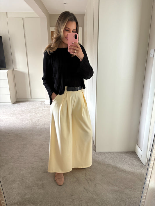 Billie Belted Culotte Lemon