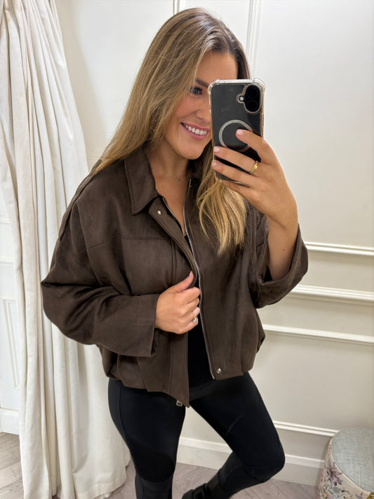 Harlow Suede Jacket Chocolate