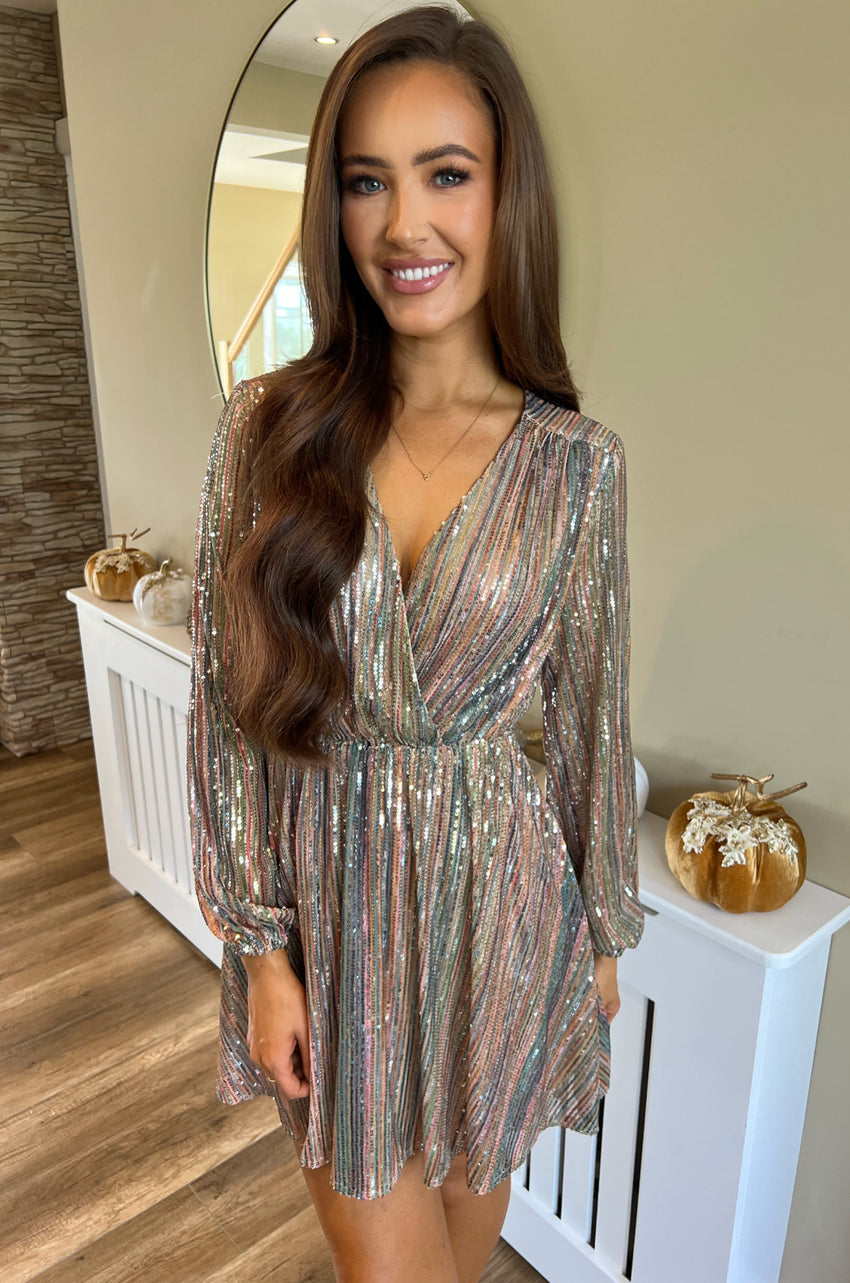 Kaia Sequin Dress Orange