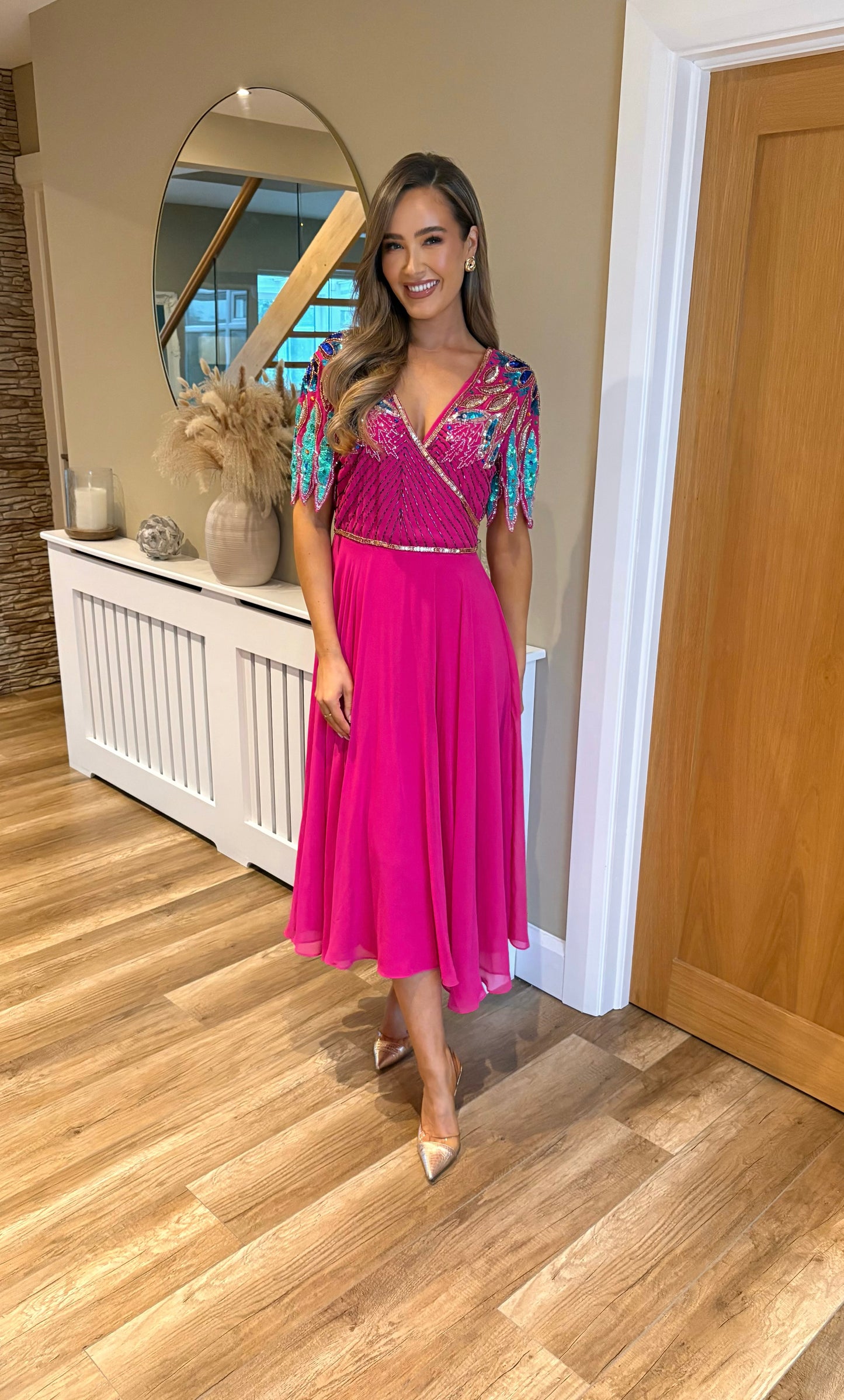 Alexis Embellished Dress Pink