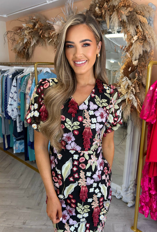 Marbella Floral Dress Black