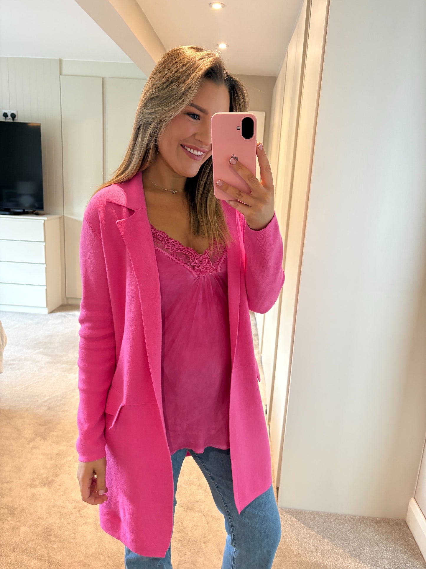 Shelly Knit Pink Coatigan