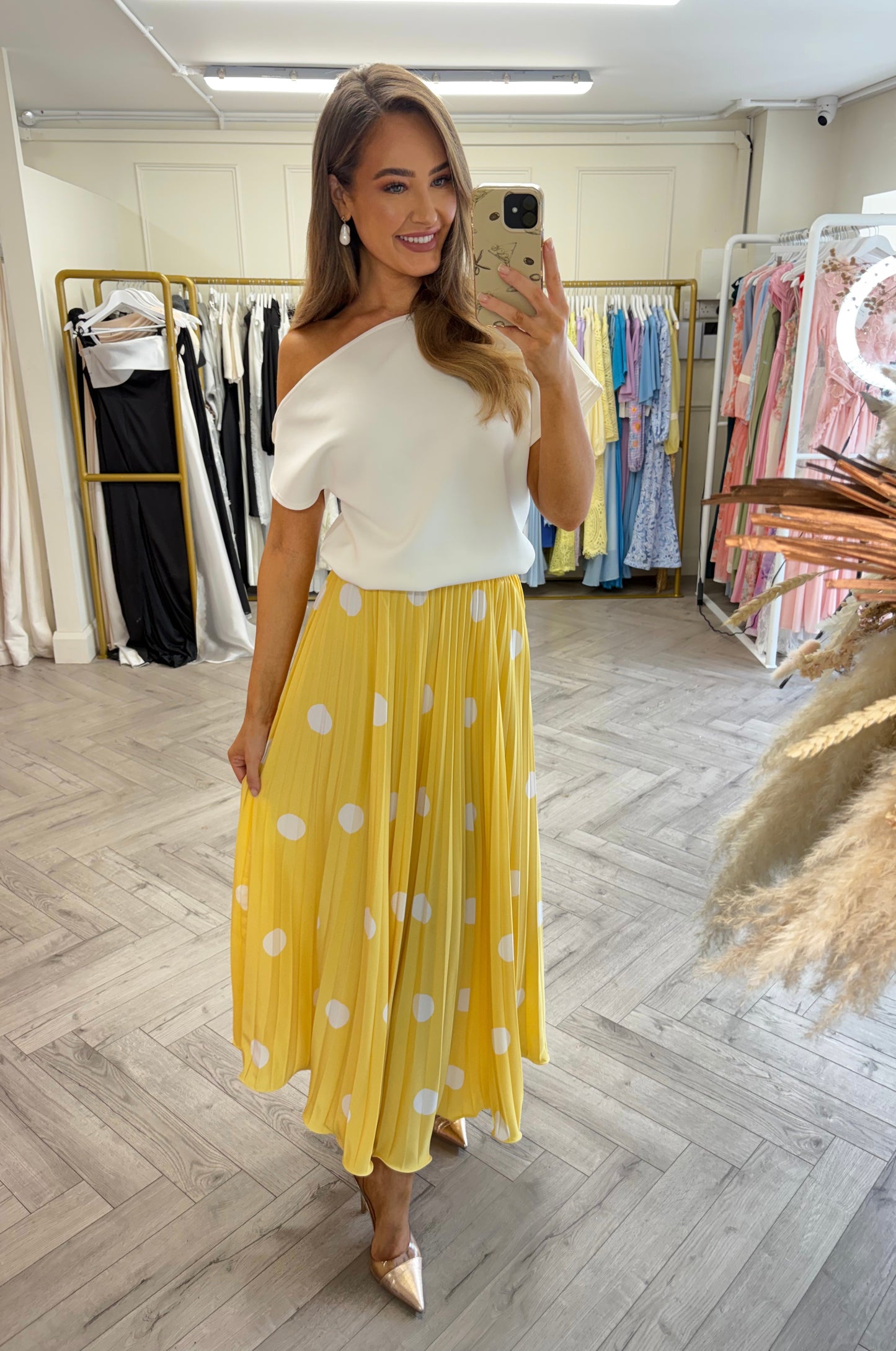 Connie Polka Dot Skirt Yellow