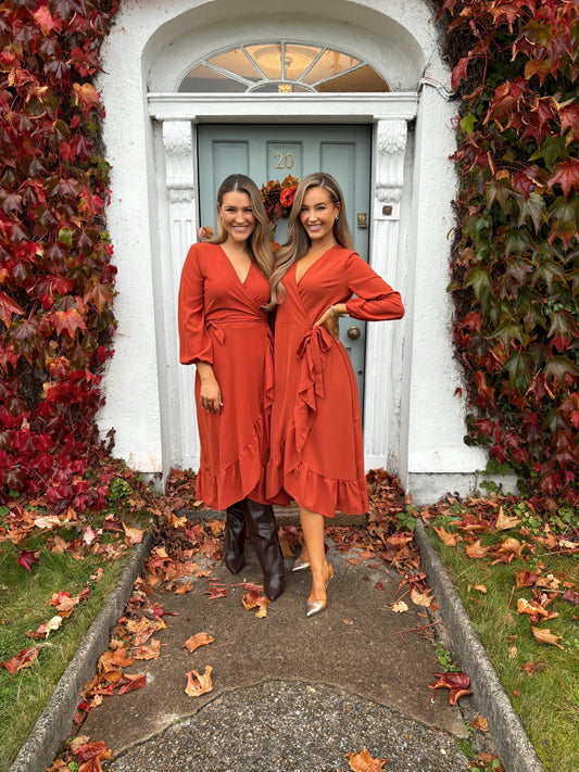Lillian Wrap Dress Rust