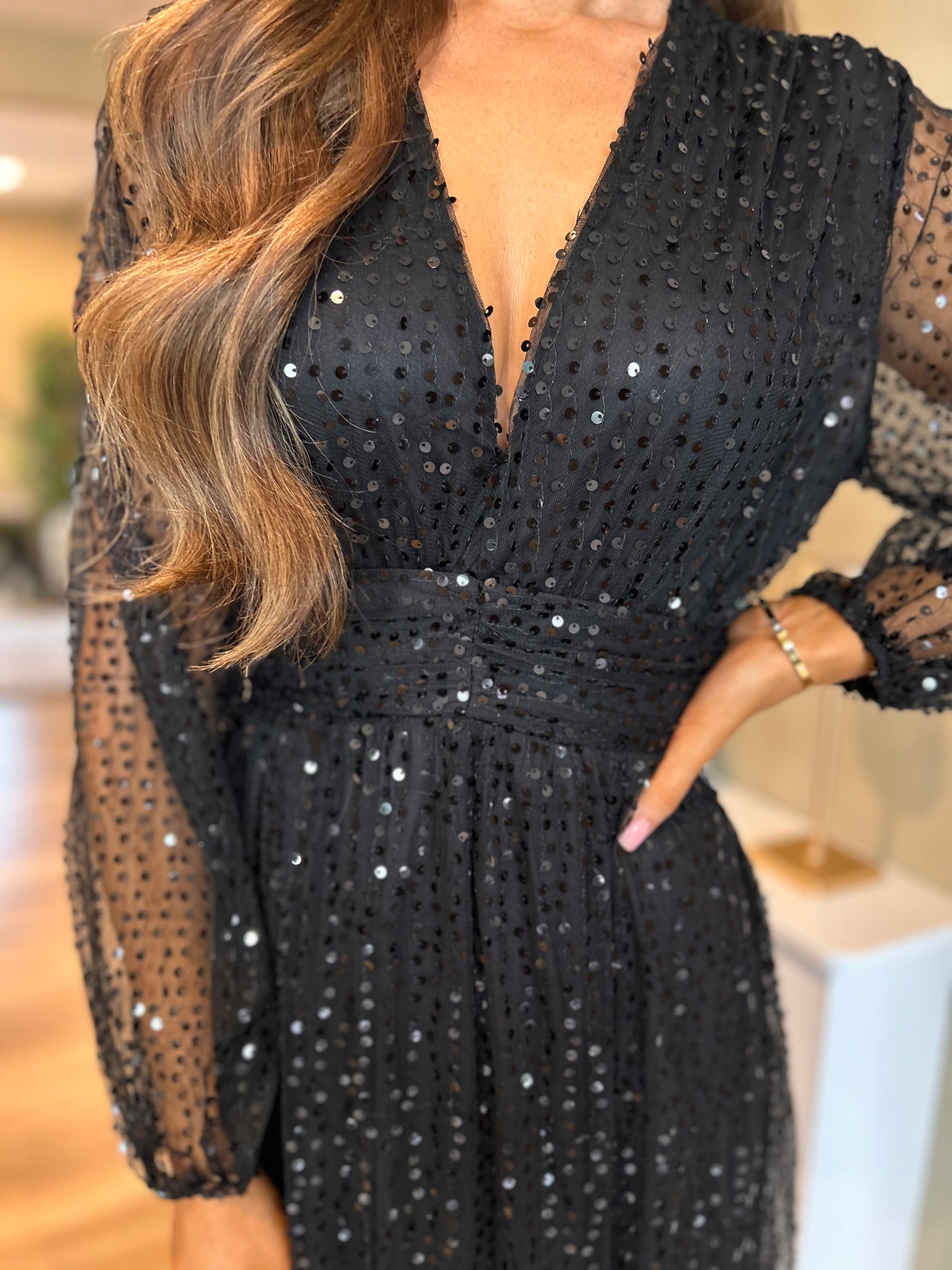 Allie Sequin Dress Black