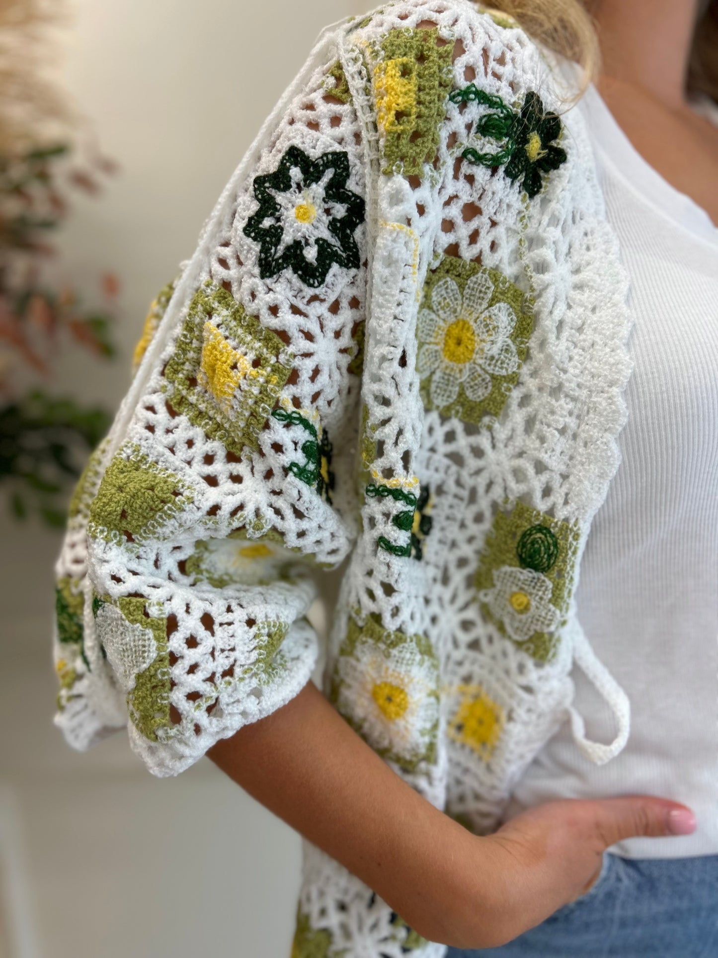 Carrie Crochet Cardigan Green