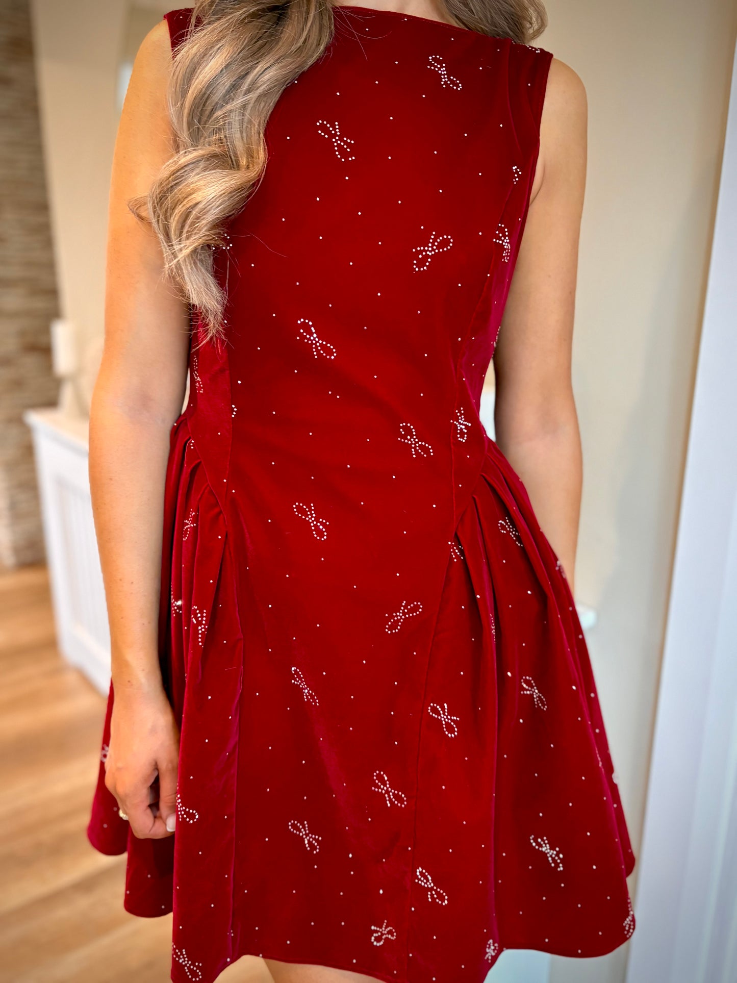 Maci Bow Dress Burgundy