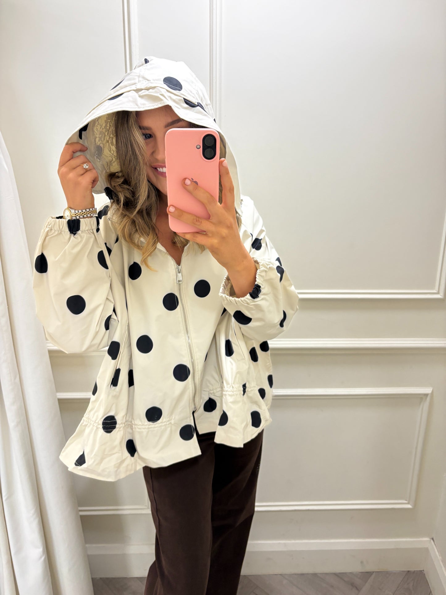 Lexi Polkadot Raincoat White