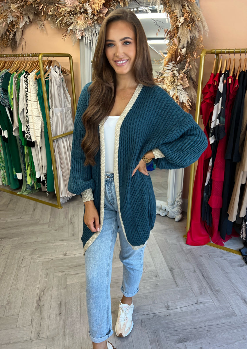 Faye Teal and Gold Cardigan