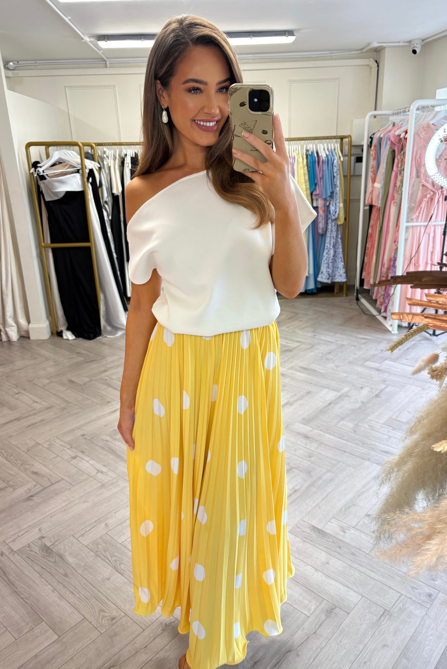 Connie Polka Dot Skirt Yellow