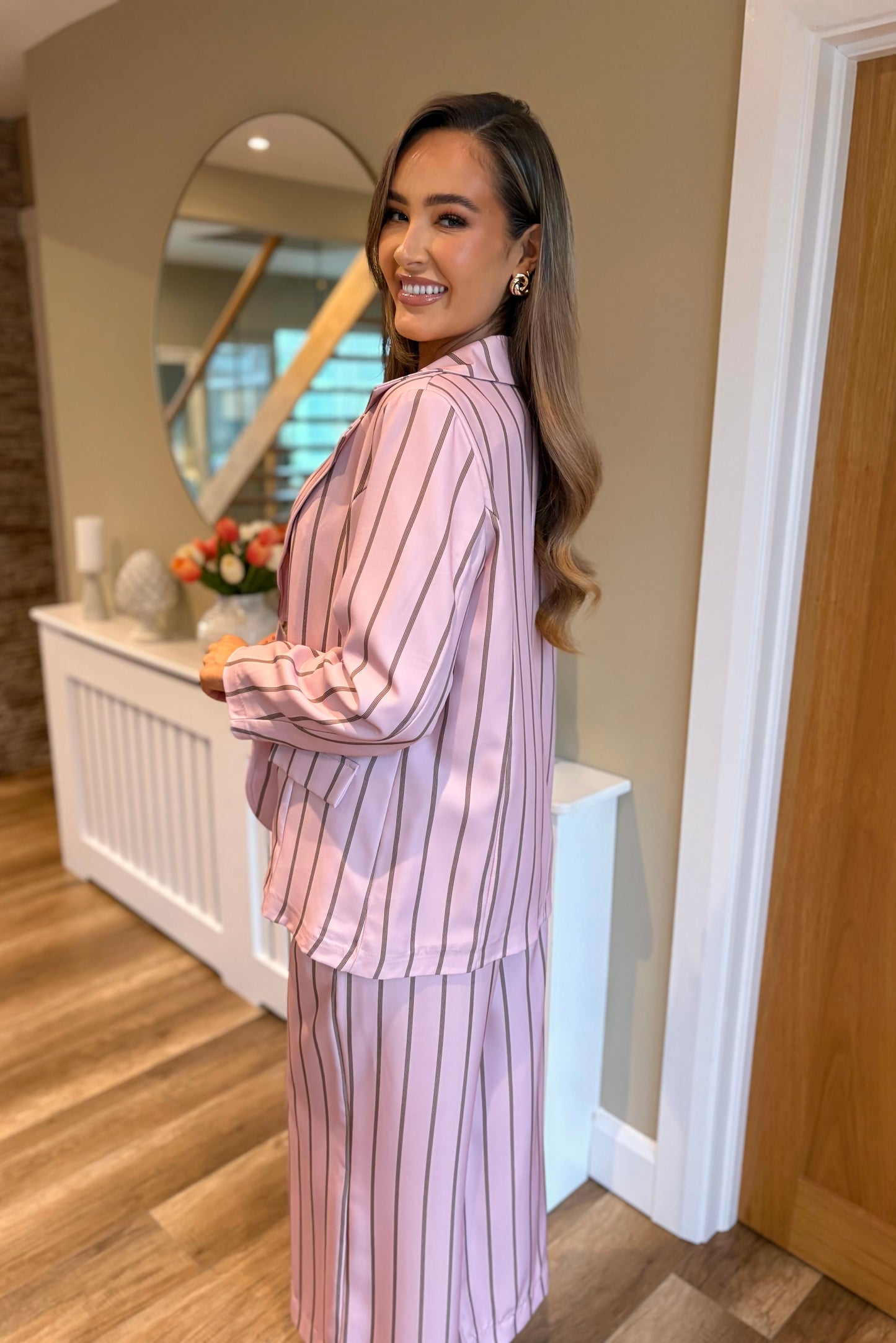 Holly Striped Blazer Pink
