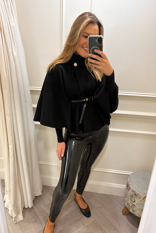 Iris Cape Coat Black