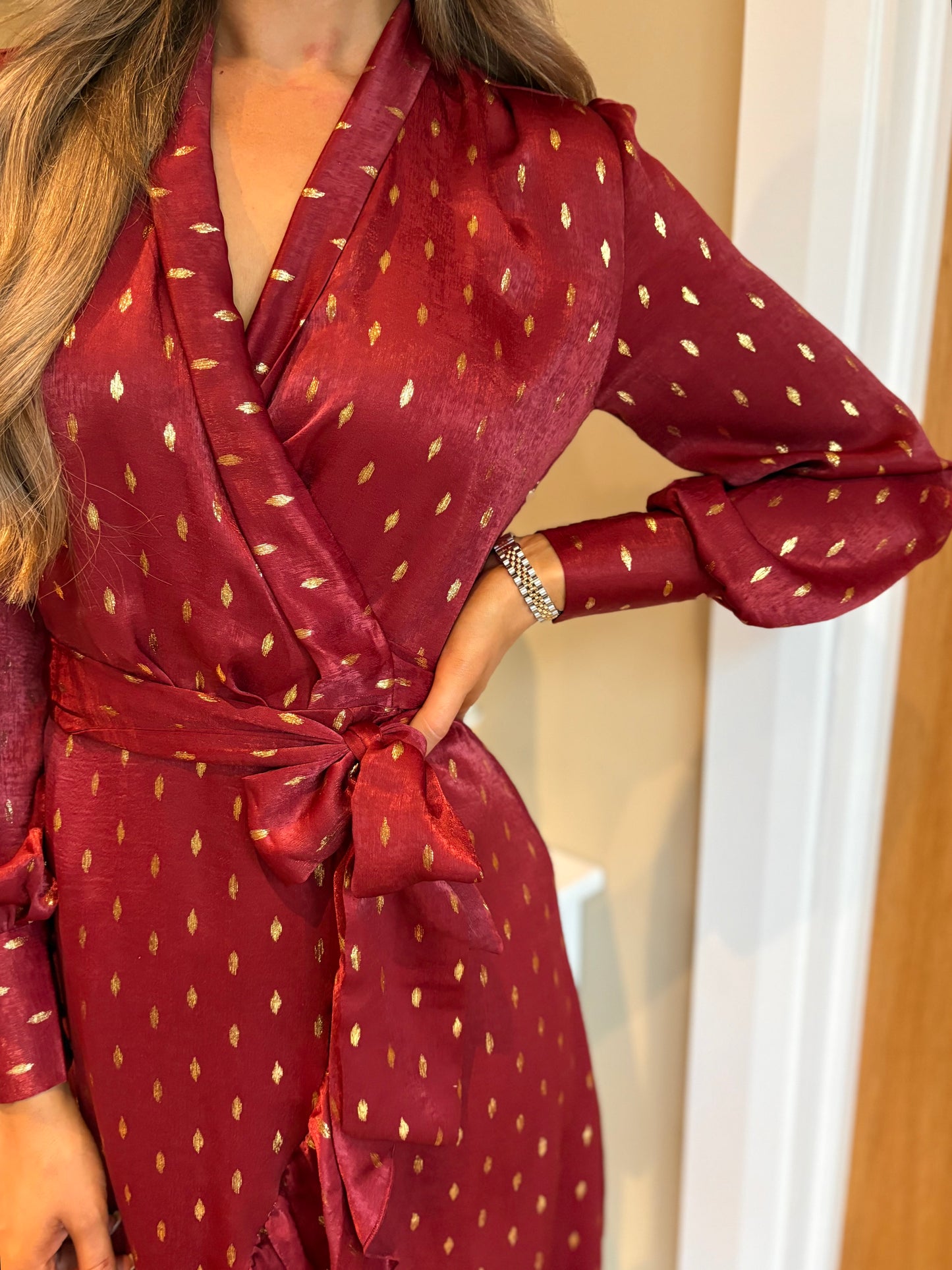 Cara Wrap Dress Burgundy