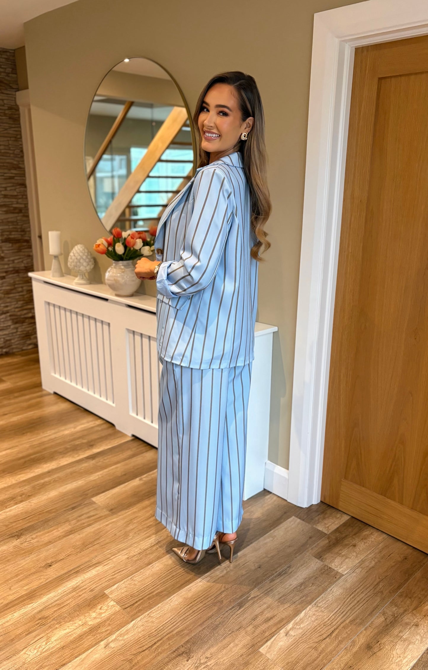 Maribel Striped Trousers Blue