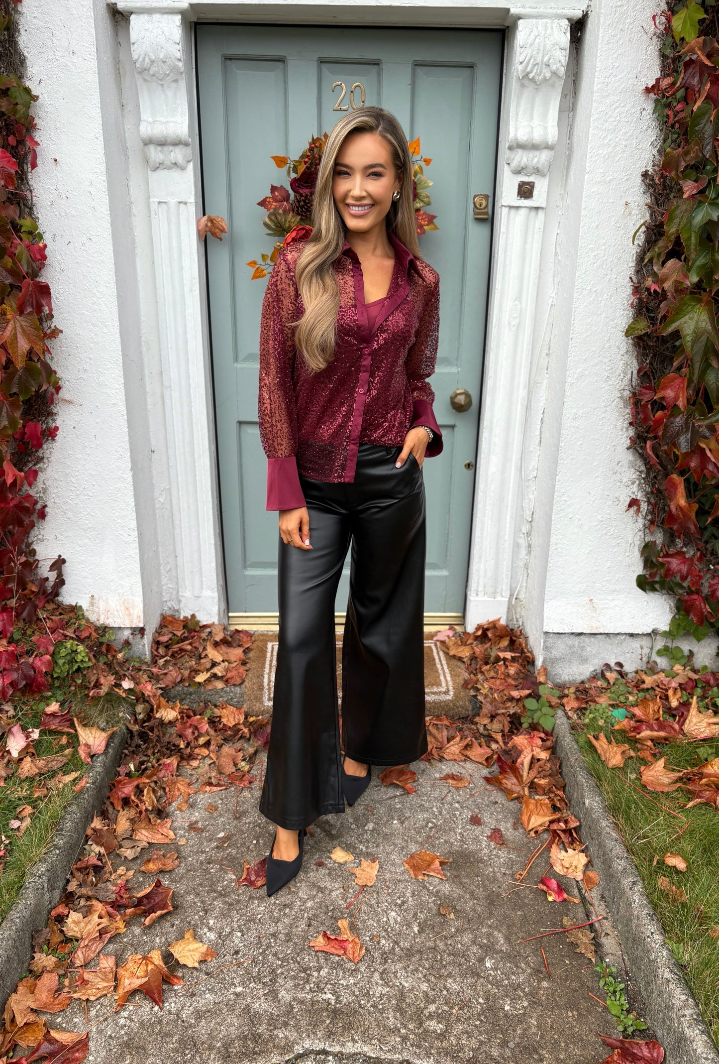 Mirella Sparkle Shirt Burgundy