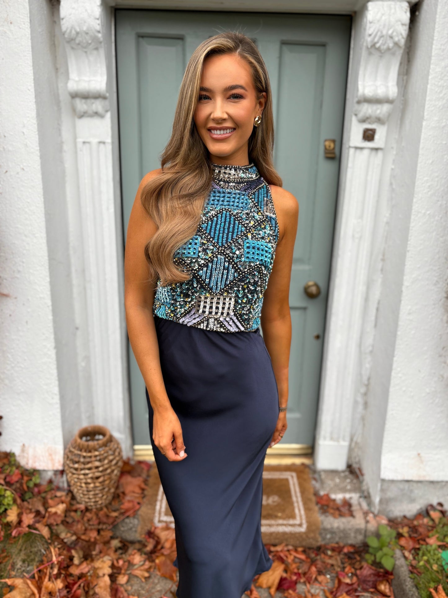 Willow Silk Skirt Navy