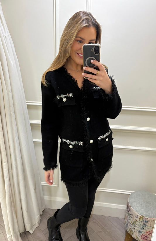 Luca Longline Cardigan Black