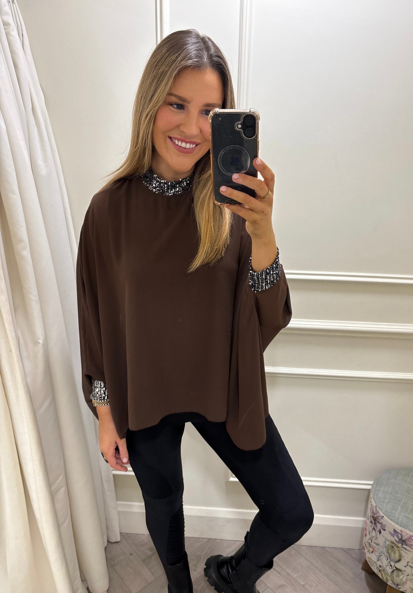 Lexi Sparkle Top Brown