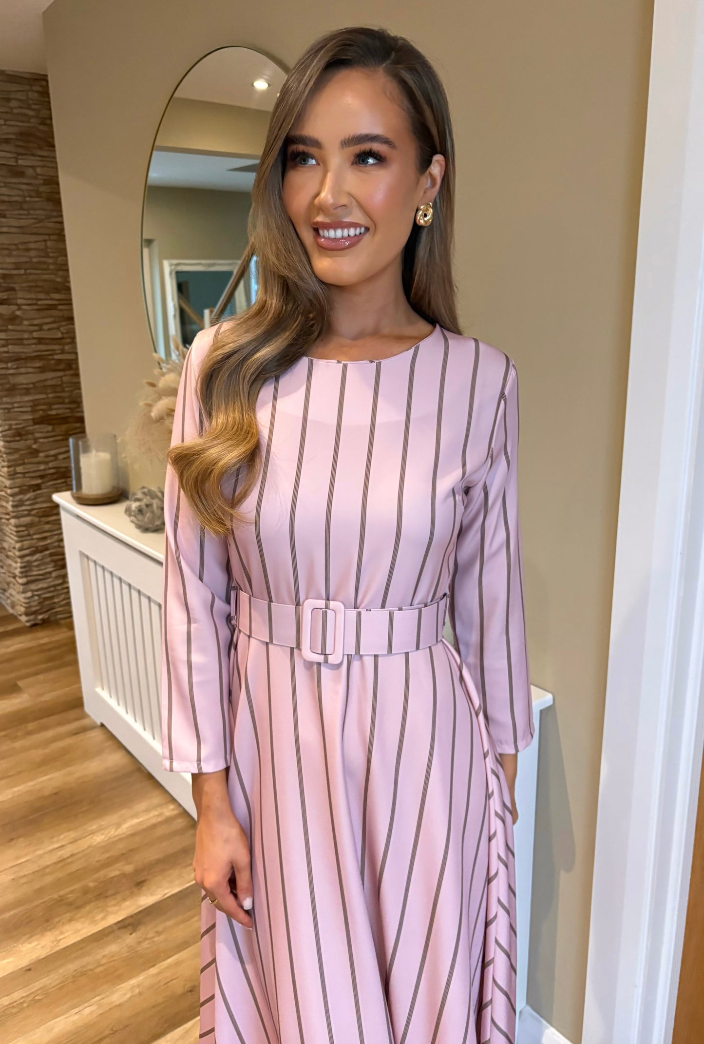 Sereena Striped Dress Pink