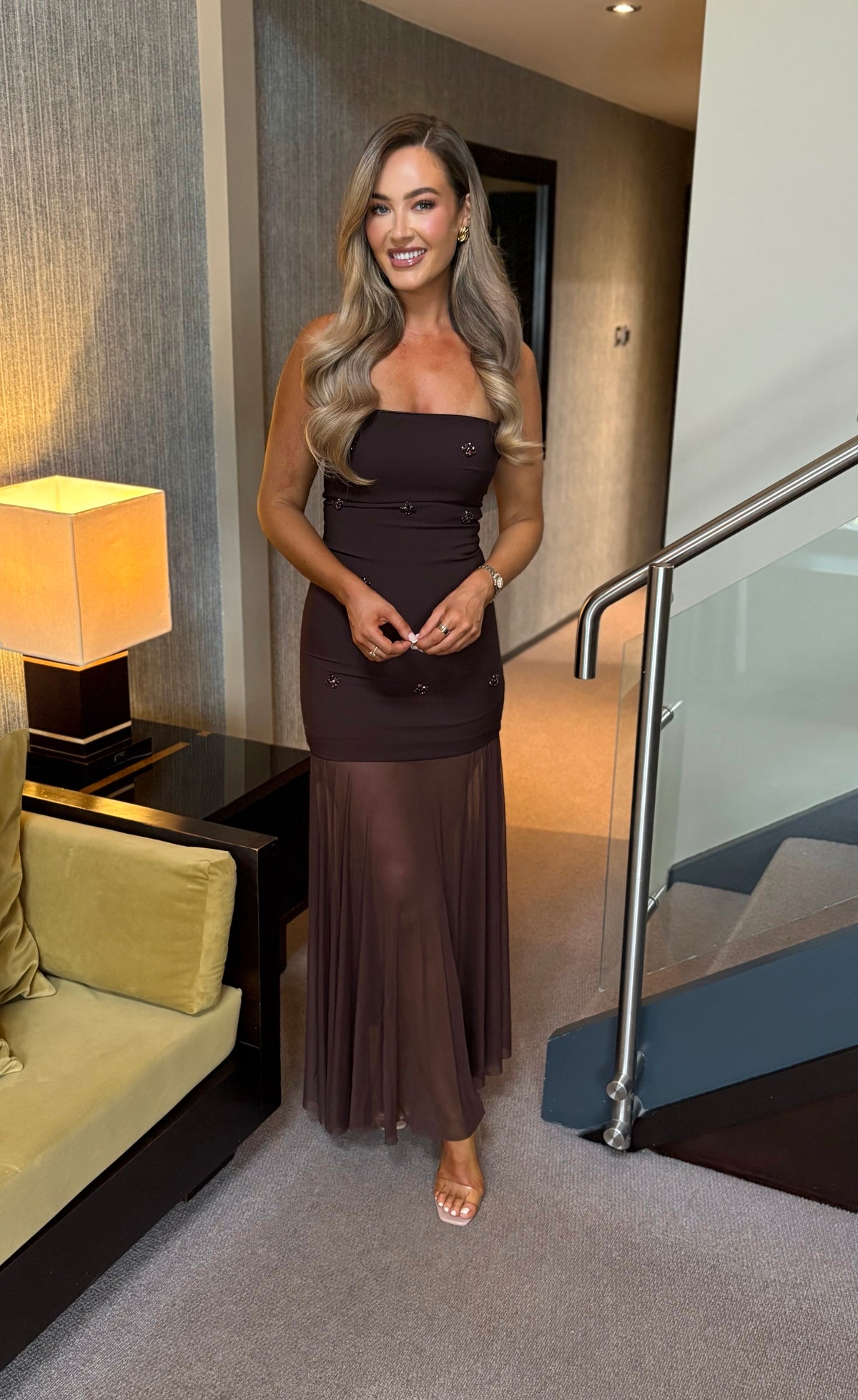 Willow Embellished Dress Brown