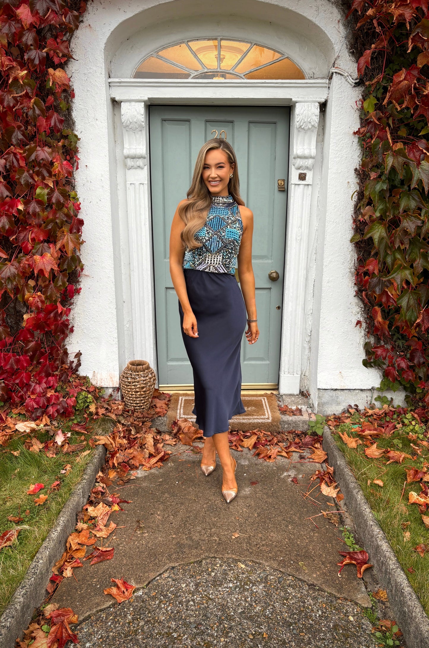 Willow Silk Skirt Navy