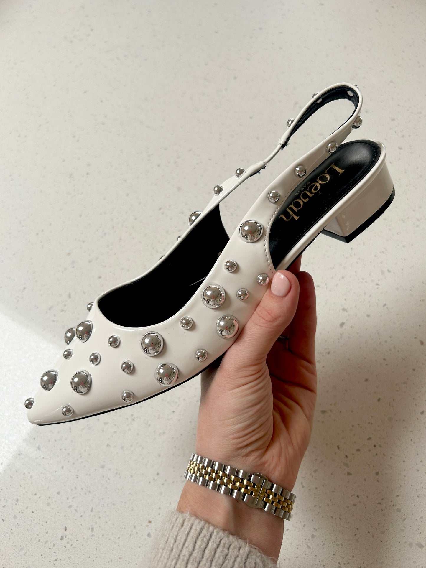 Pearl Kitten Heel White