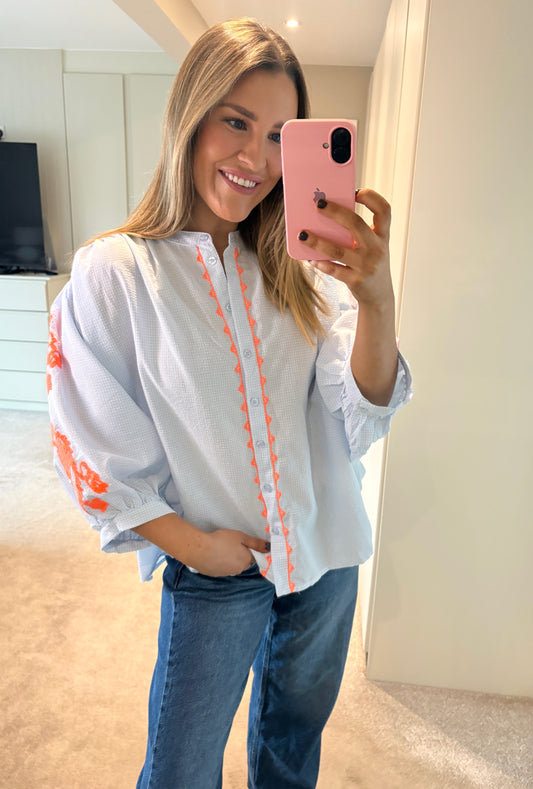 Liv EmbroideredTop Blue