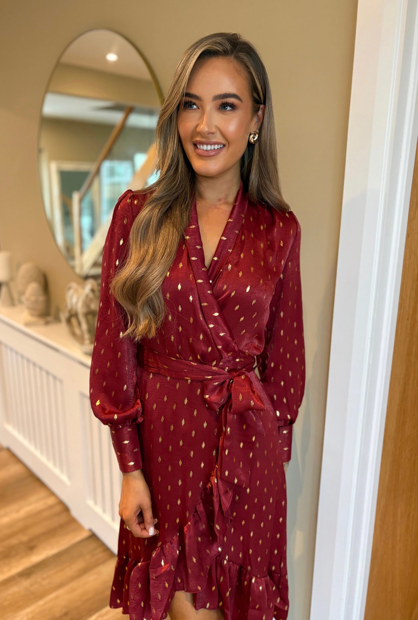 Cara Wrap Dress Burgundy