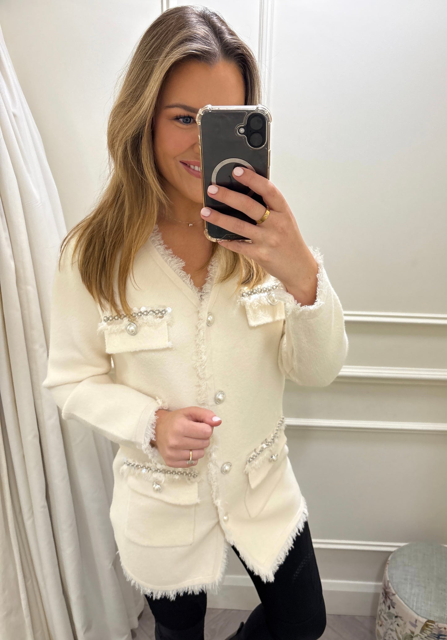 Luca Longline Cardigan White