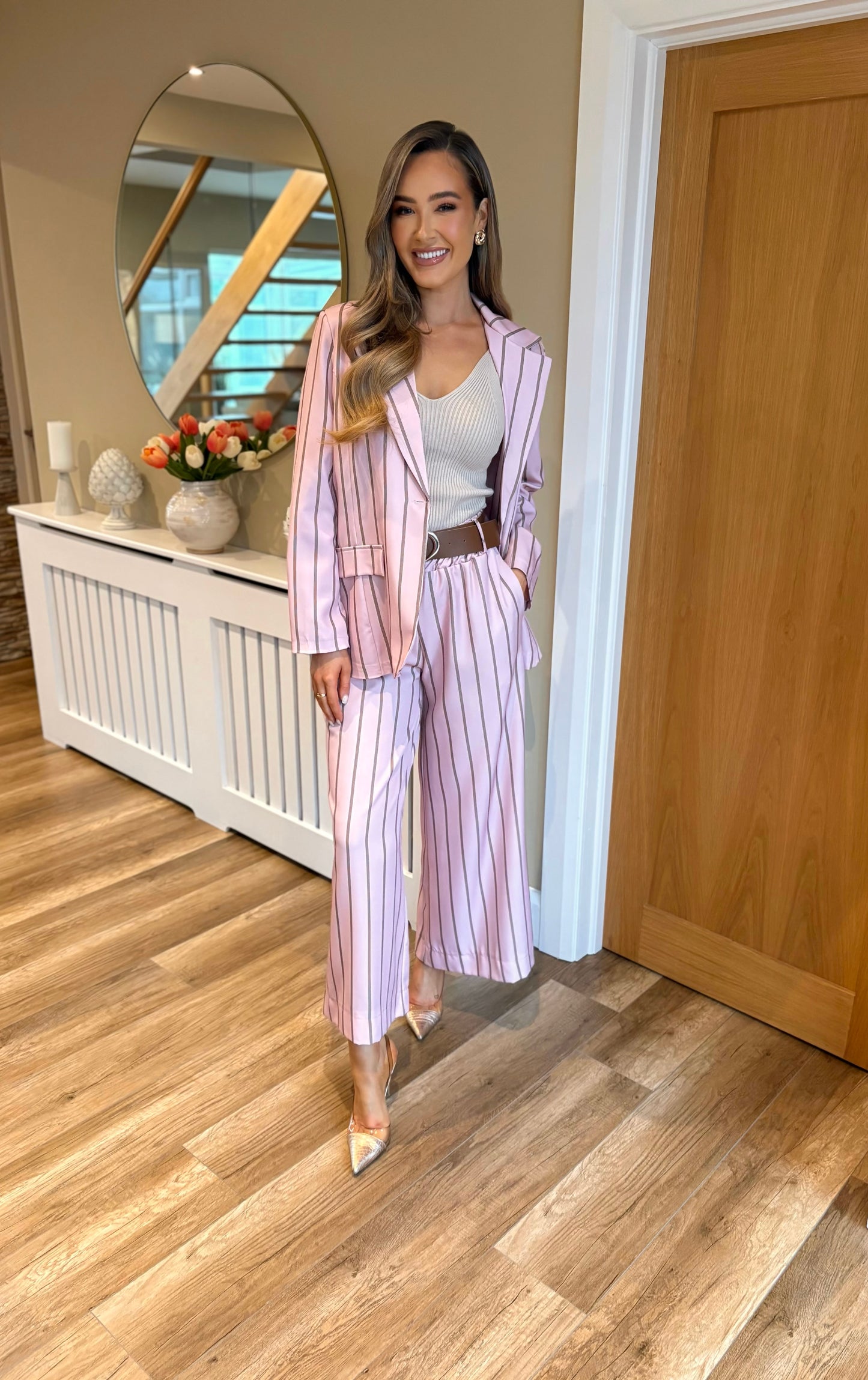 Maribel Stiped Trousers Pink