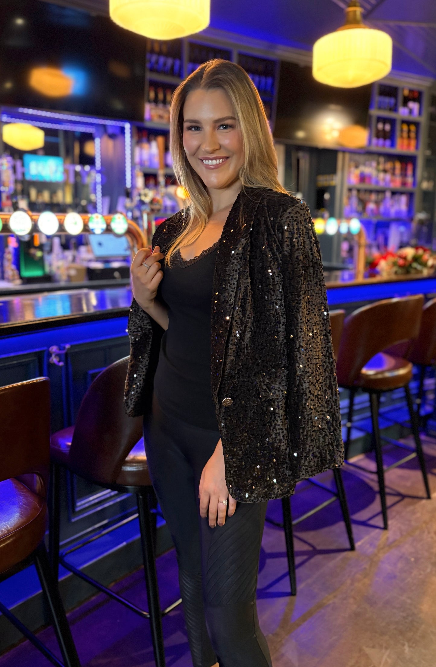 Bonnie Sequin Blazer Brown