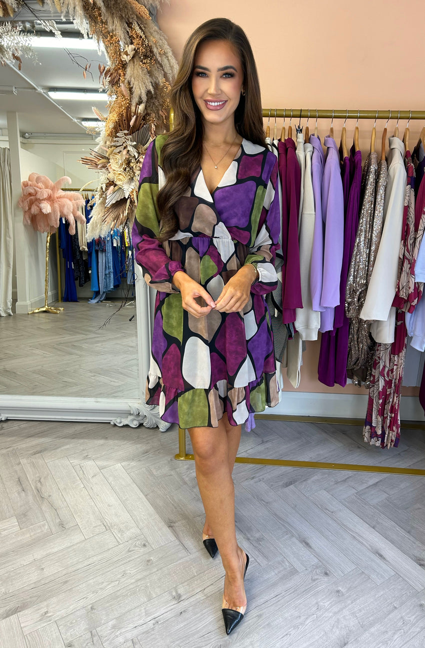 Lia Print Dress Purple