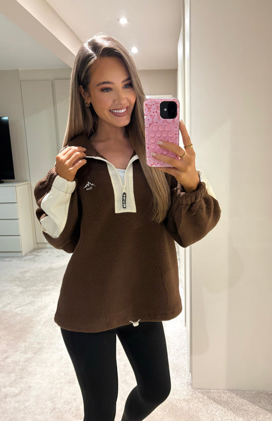 Carrie Half Zip Brown