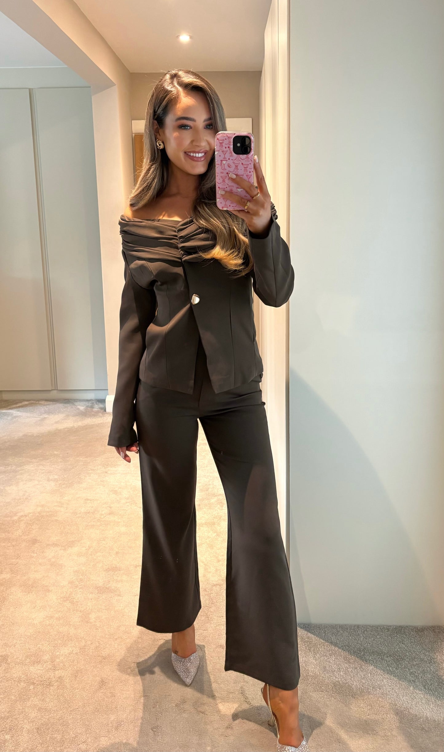 Shayla Tailored Top Brown