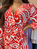 Jess Print Dress Red