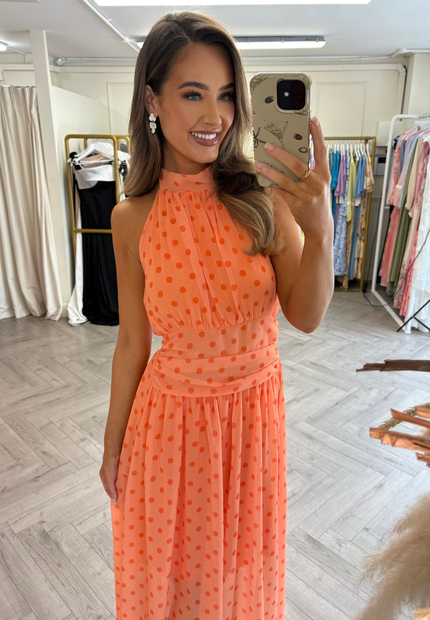 Pollie Polka Dot Dress Orange